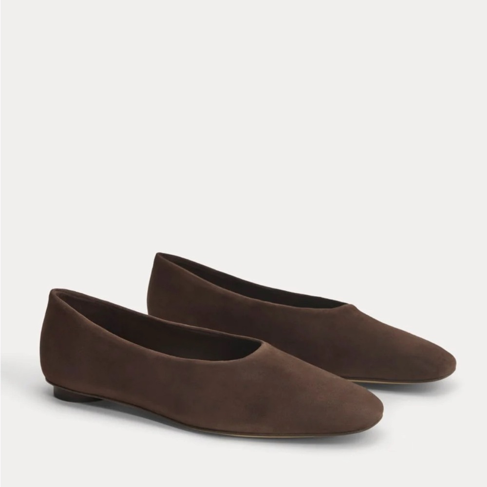 New Everlane Gallery Square Toe flat 6.5 chocolate brown suede
